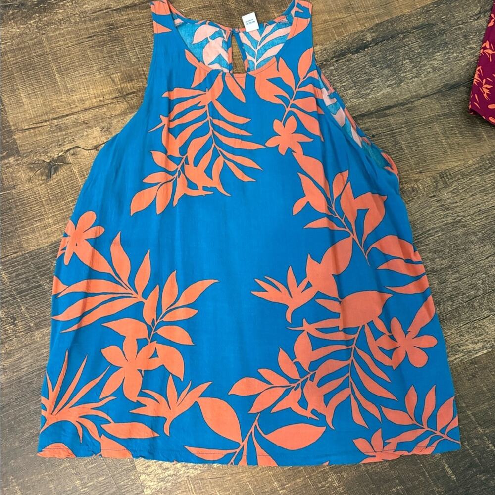 Old Navy Blue and Orange Floral Tank Top